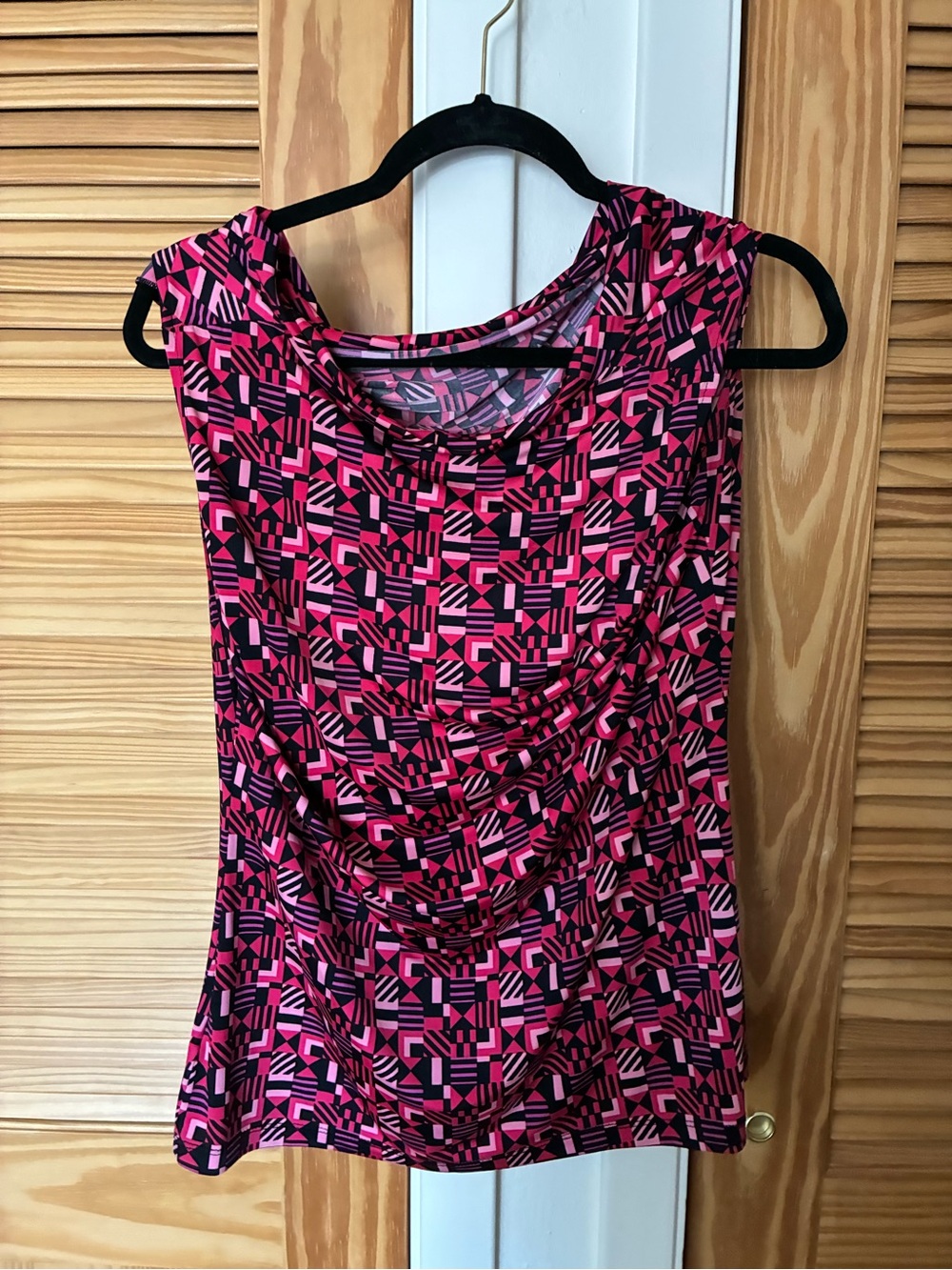 Sleeveless Pink Geometric Drape Neck Top size xl